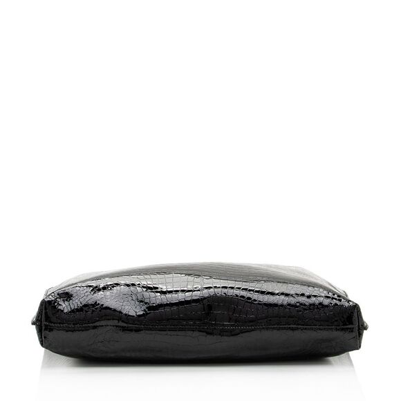 Saint Laurent Patent Croc Embossed Leather Suzanne Medium Hobo - Picture 4 of 14